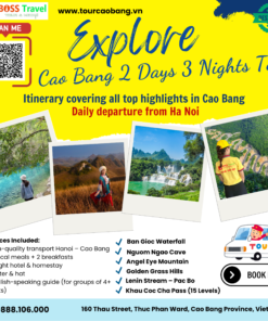 Experience the breathtaking landscapes of Cao Bằng with the 2 Days 3 Nights Cao Bang Tour organized by [BOSS Travel](https://tourcaobang.vn?utm_source=chatgpt.com). Discover the stunning Ban Gioc Waterfall, Hang Pác Bó, local ethnic culture, scenic mountain roads, and authentic regional cuisine. The tour includes transportation, accommodation, local guide services, and flexible daily departures for both Vietnamese and international travelers.