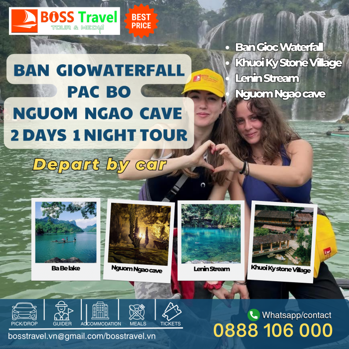 Ban Gioc Waterfall - Pac Bo - Nguom Ngao Cave 2 Days 1 Night Tour